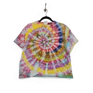 Vintage Tie Dye Boxy Warner Bros Nature Earth Art 90s Large Shirt